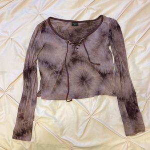 M Long Sleeve Tie Dye Crop Top